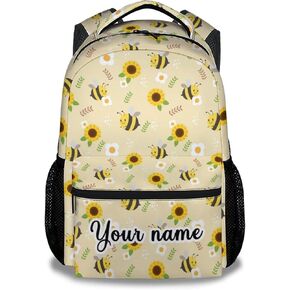 Bee Backpack for Girls Boys, 16 Inch Cute Bookbag with Large Capacity, Durable Lightweight Travel Laptop School Bags