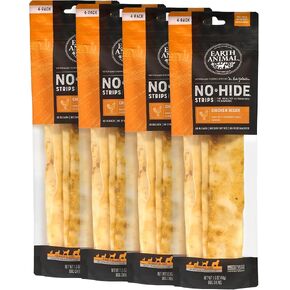 EARTH ANIMAL No Hide Strips Pork Flavored Natural Treats | No Rawhide | Quick & Thin Dog Chews | 1 Pack, 4 Count