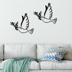 Vofstand Wall Art Dove Peace Sign Gold - Symbol Dove Peace Olive Branch Metal Wall Decor for Living Room Bedroom Bathroom Above Bed Kitchen Wall Decor Indoor Wall Art Outdoor Wall Decorations