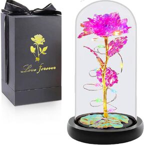 Mothers Day Rose Gifts for Mom from Daughter,Birthday Gifts for Women,Presents Mom Girlfriend Wife Mother Day Flowers Gifts,I Love You Gifts for Her,Butterfly Blue Galaxy Light Up Rose in A Glass Dome