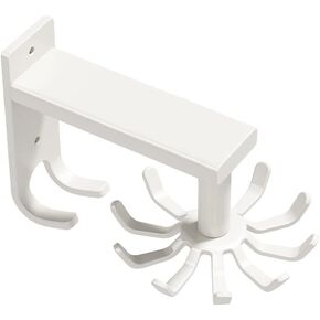 Kitchen Under Cabinet Utensil Hanger with 10 Rotatable Hooks, Utility Hooks Adhesive No-Drill Wall Mounted, Space Saving Nail Free Cooking Utensil Holder Hanging Rack