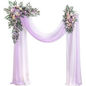 Serra Flora Wedding Arch Flowers Swag with Drape Kit (Pack of 4) - 2pcs Artificial Flower Arrangement with 2pcs Drapes for Wedding Ceremony Arbor and Reception Backdrop Decoration (Burgundy)