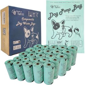 Heart of Tafiti Dog Poop Bag with Holder, Doggie poop bags, Compostable dog waste bags, Extra Thick and Strong Leak Proof, Vegetable-Based, Unscented, Size 9 x 13 Inches, 70 Counts in Kuwait