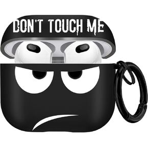 Youtec for Airpods 3rd Generation Case,Don't Touch Me Cool Cover with Lanyard Big Eyes Cute Cartoon for Airpods 3rd Generation Case,Soft Shockproof Cover for Women Men-White