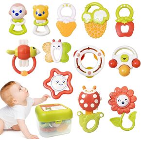 13PCS Baby Rattle Set, Infant Teething Toys with Storage Case for 0 M+ | Teether Toys and Shake Rattles for Babies Boys and Girls 0 1 2 3 4 5 6 7 8 9 10 11 12 Months, Newborn & Shower Gift in Saudi Arabia