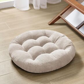 Meditation Floor Pillow Set of 2, Square Large Pillows Seating for Adults, Tufted Corduroy Floor Cushion for Tatami Living Room, Grey, 22x22 Inch