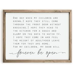 My Door Will Forever Be Open Framed Grandparent Wood Farmhouse Wall Sign (16x20)