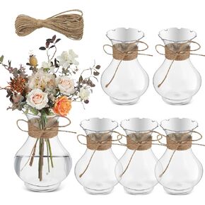 Bokon 12 Pcs Small Vases for Centerpieces, Plastic Mini Hyacinth Avocado Growing Bud Vase Bulk, Cute Tiny Flower Bulb Plant Containers for Wedding Living Room Table Decorations (Bud Globe Style)