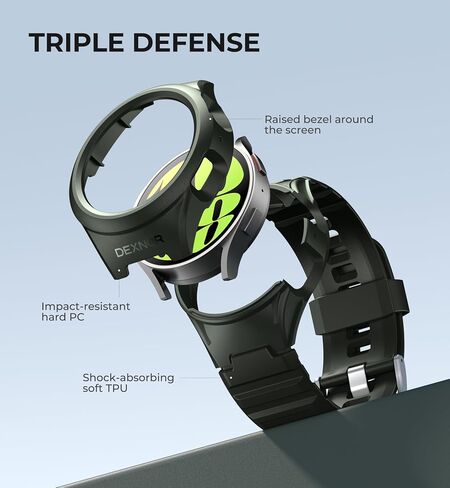 Dexnor Samsung Galaxy Watch 6 Classic Band [47mm], [Raised Bezel & Snap-on] Rugged Shockproof Case with Strap Band for Galaxy Watch 6 Classic (2023) in Saudi Arabia