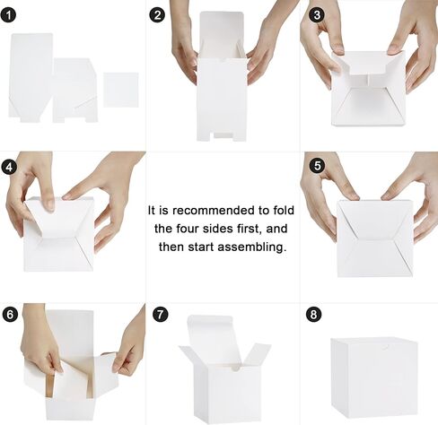 صندوق هدايا ورقي أبيض مقاس 8 × 8 × 4 بوصات من VATIN، 12 عبوة من علب الهدايا مع أغطية لصناديق الهدايا، مثالية لهدايا وصيفات العروس، وعيد الميلاد، وحفلات الزفاف، وحفلات أعياد الميلاد in Kuwait