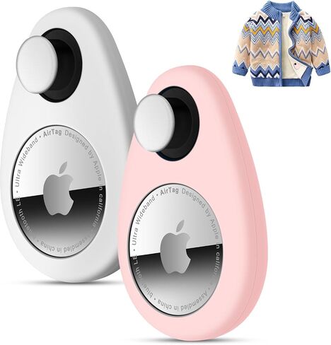 2 Pack Airtag Holder for Kids Hidden,GPS Tracker Case, Anti-Removal Airtag Silicone Case with Pins, Suitable for Children, Elderly, Pets, Backpack, Luggage(Black, Black) in Kuwait