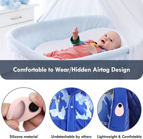 2 Pack Airtag Holder for Kids Hidden,GPS Tracker Case, Anti-Removal Airtag Silicone Case with Pins, Suitable for Children, Elderly, Pets, Backpack, Luggage(Black, Black) in Kuwait