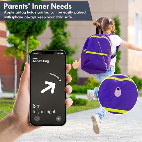 2 Pack Airtag Holder for Kids Hidden,GPS Tracker Case, Anti-Removal Airtag Silicone Case with Pins, Suitable for Children, Elderly, Pets, Backpack, Luggage(Black, Black) in Kuwait