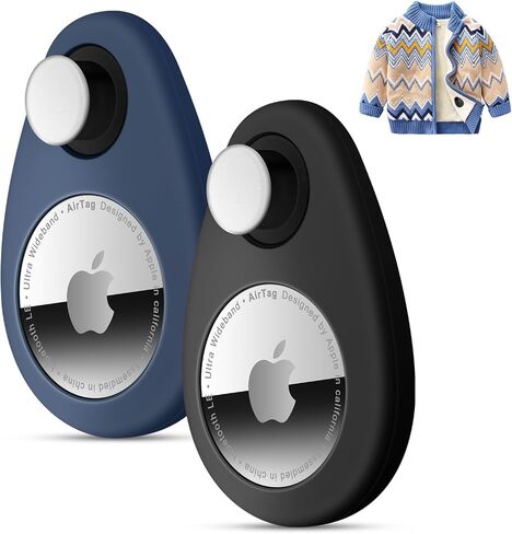 2 Pack Airtag Holder for Kids Hidden,GPS Tracker Case, Anti-Removal Airtag Silicone Case with Pins, Suitable for Children, Elderly, Pets, Backpack, Luggage(Black, Black) in Kuwait