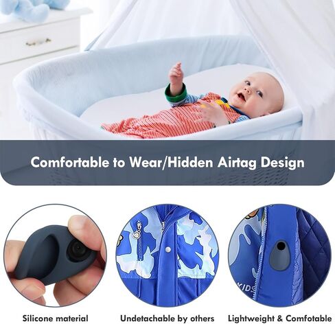 2 Pack Airtag Holder for Kids Hidden,GPS Tracker Case, Anti-Removal Airtag Silicone Case with Pins, Suitable for Children, Elderly, Pets, Backpack, Luggage(Black, Black) in Kuwait