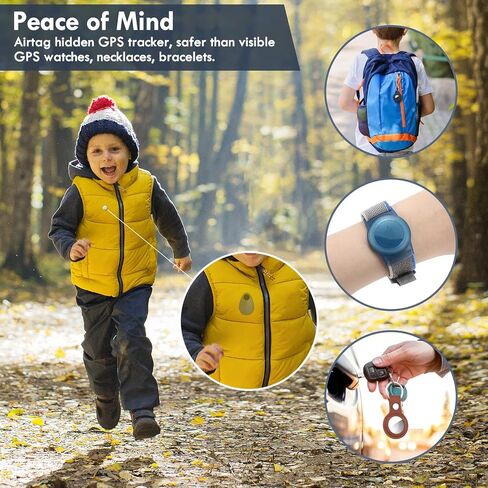 2 Pack Airtag Holder for Kids Hidden,GPS Tracker Case, Anti-Removal Airtag Silicone Case with Pins, Suitable for Children, Elderly, Pets, Backpack, Luggage(Black, Black) in Kuwait