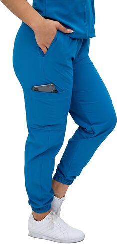 Scrubs - Women's Fluid-Resistant Scrub Ensemble with Round Neck Top and FlexFit Jogger Pants, Cargo Pockets in Saudi Arabia