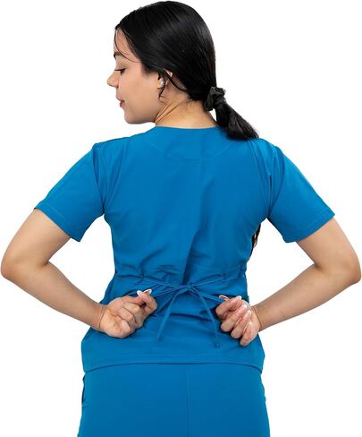 Scrubs - Women's Fluid-Resistant Scrub Ensemble with Round Neck Top and FlexFit Jogger Pants, Cargo Pockets in Saudi Arabia