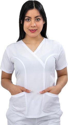 Scrubs - Women's Fluid-Resistant Scrub Ensemble with Round Neck Top and FlexFit Jogger Pants, Cargo Pockets in Saudi Arabia