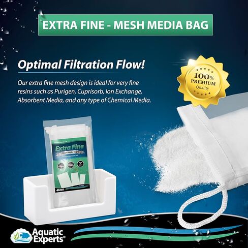 Aquatic Experts Extra Fine Aquarium Media Bag - Durable Filter Bags for Fish Tank, Secure Drawstring Filter Media Bag, Media Bags for Aquarium (Extra Fine, 3"x 4" - 4 Pack) in Saudi Arabia