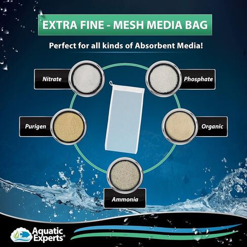 Aquatic Experts Extra Fine Aquarium Media Bag - Durable Filter Bags for Fish Tank, Secure Drawstring Filter Media Bag, Media Bags for Aquarium (Extra Fine, 3"x 4" - 4 Pack) in Saudi Arabia