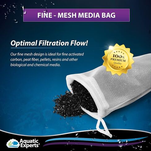Aquatic Experts Extra Fine Aquarium Media Bag - Durable Filter Bags for Fish Tank, Secure Drawstring Filter Media Bag, Media Bags for Aquarium (Extra Fine, 3"x 4" - 4 Pack) in Saudi Arabia