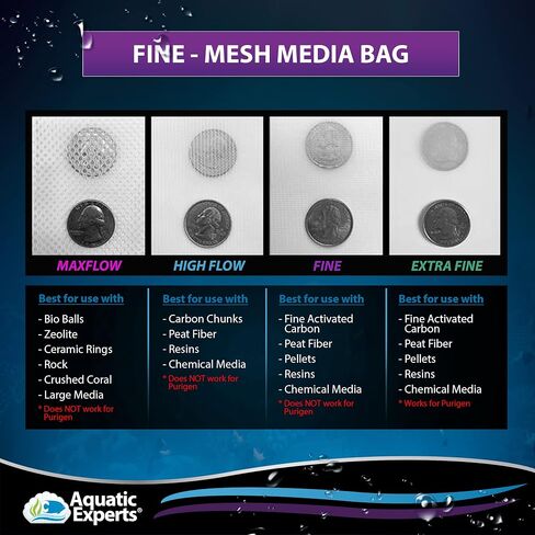 Aquatic Experts Extra Fine Aquarium Media Bag - Durable Filter Bags for Fish Tank, Secure Drawstring Filter Media Bag, Media Bags for Aquarium (Extra Fine, 3"x 4" - 4 Pack) in Saudi Arabia