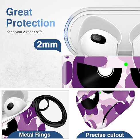 Youtec for Airpods 3rd Generation Case,Don't Touch Me Cool Cover with Lanyard Big Eyes Cute Cartoon for Airpods 3rd Generation Case,Soft Shockproof Cover for Women Men-White in Kuwait