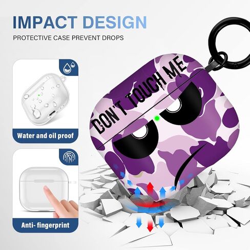 Youtec for Airpods 3rd Generation Case,Don't Touch Me Cool Cover with Lanyard Big Eyes Cute Cartoon for Airpods 3rd Generation Case,Soft Shockproof Cover for Women Men-White in Kuwait
