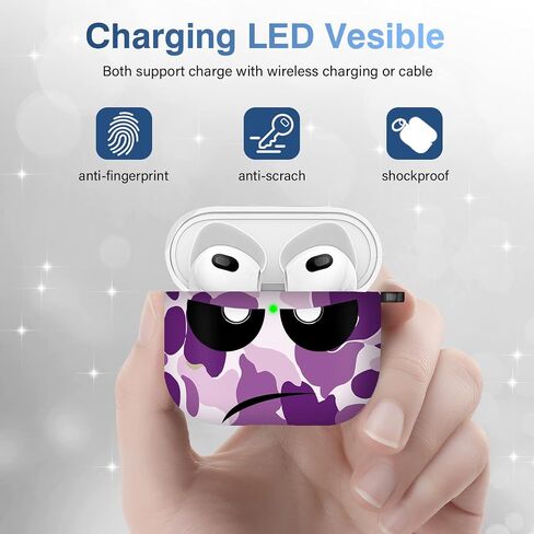 Youtec for Airpods 3rd Generation Case,Don't Touch Me Cool Cover with Lanyard Big Eyes Cute Cartoon for Airpods 3rd Generation Case,Soft Shockproof Cover for Women Men-White in Kuwait