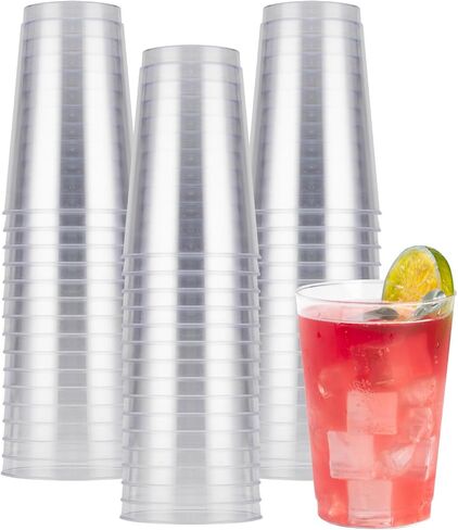 Goodluck 100PCS 10oz Clear Plastic Cups for Party, Disposable Clear Plastic Cups, Plastic Cocktail Glasses for Wedding Thanksgiving, Christmas, and Parties in Saudi Arabia