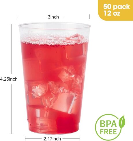Goodluck 100PCS 10oz Clear Plastic Cups for Party, Disposable Clear Plastic Cups, Plastic Cocktail Glasses for Wedding Thanksgiving, Christmas, and Parties in Saudi Arabia