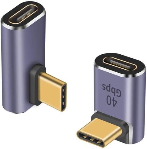 Duttek USB C Extension Adapter 100W, Right Angle USB C Adapter 40Gbps, Up&Down, Middle Bend and Side Bend 90 Degree, Type C Male to Female Adapter for Laptop, Tablet and Phones 4 Pack in Kuwait