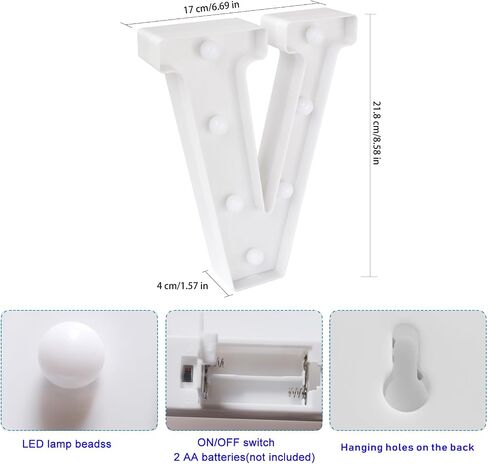 مصابيح حروف مضيئة ملونة من ENSHUI، حروف LED مع أضواء، علامات حروف مضيئة تعمل بالبطارية متغيرة الألوان تلقائيًا للحفلات، وأعياد الميلاد، والطاولة، وتزيين الجدران، وهدية عيد الميلاد E in Saudi Arabia