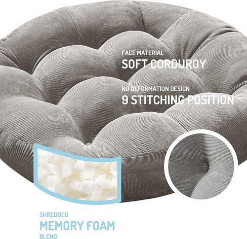 Meditation Floor Pillow Set of 2, Square Large Pillows Seating for Adults, Tufted Corduroy Floor Cushion for Tatami Living Room, Grey, 22x22 Inch in Saudi Arabia