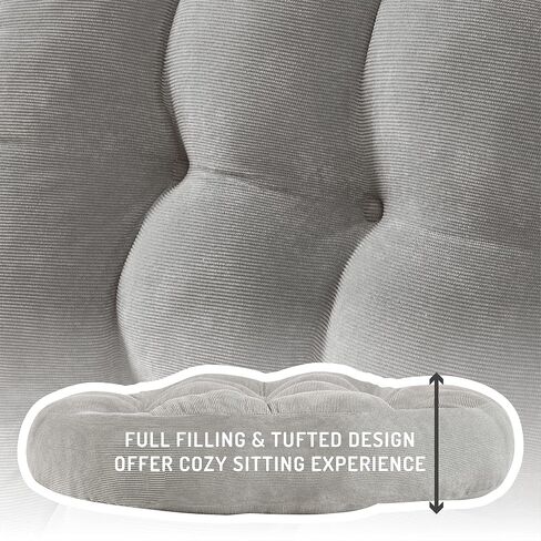 Meditation Floor Pillow Set of 2, Square Large Pillows Seating for Adults, Tufted Corduroy Floor Cushion for Tatami Living Room, Grey, 22x22 Inch in Saudi Arabia