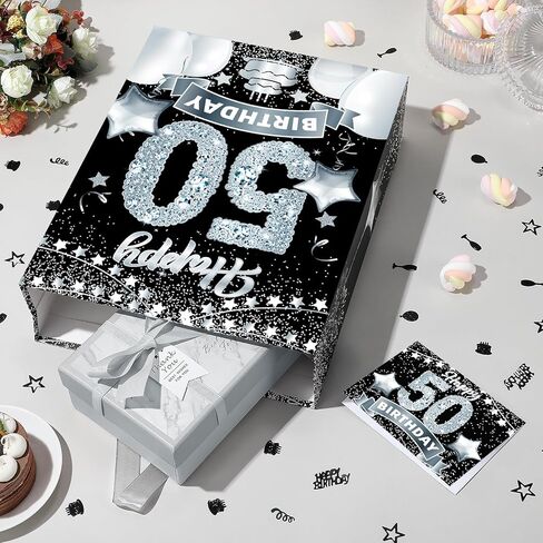 حقائب هدايا عيد الميلاد السادس عشر باللون الأسود والفضي، حقيبة تغليف هدايا عيد الميلاد السادس عشر الكبيرة مقاس 33 سم مع ورق مناديل وبطاقة حلوة لعيد الميلاد السادس عشر من كرافت جودي حقيبة حلوى للأولاد والبنات ديكورات حفلات عيد الميلاد السادس عشر in Kuwait