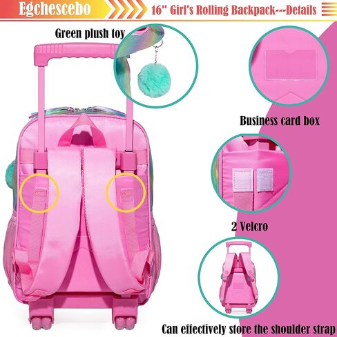 kids Rolling Kid Travel Toddler Duffle Bag Bow Tie Backpack for Girls Carry on Luggage Roller Computer Suitcase with Pencil Case and Lunch Box Wheels Wheeled Sequins Backpacks Girls Gradient Pink in Saudi Arabia