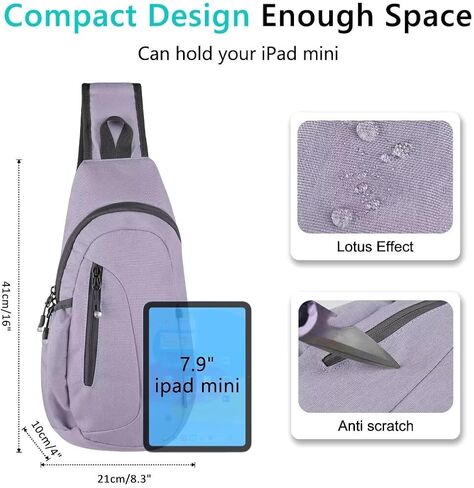 TITECOUGO Small Sling Bag Lightweight Crossbody Bag for Women Men Hiking Backpack Travel Shoulder Bags Chest Daypack for Gym Work Casual Cycling Sports Z1-Canvas Dark Black in Kuwait