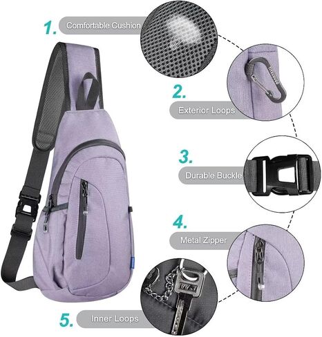 TITECOUGO Small Sling Bag Lightweight Crossbody Bag for Women Men Hiking Backpack Travel Shoulder Bags Chest Daypack for Gym Work Casual Cycling Sports Z1-Canvas Dark Black in Kuwait