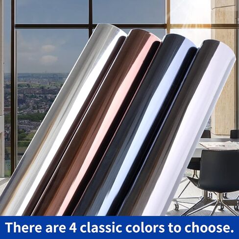 طبقة خصوصية للنافذة من DKTIE، مرآة ذات اتجاه واحد مع أدوات التثبيت - طبقة خصوصية للنافذة لا ترى بالداخل - لاصق ثابت بدون غراء، فضي، 17.7 بوصة × 78.7 بوصة in Kuwait