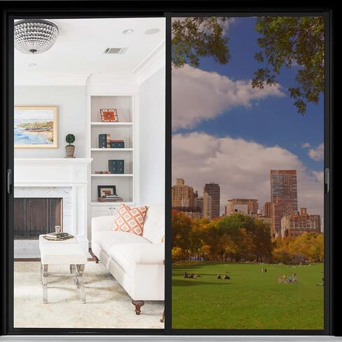 طبقة خصوصية للنافذة من DKTIE، مرآة ذات اتجاه واحد مع أدوات التثبيت - طبقة خصوصية للنافذة لا ترى بالداخل - لاصق ثابت بدون غراء، فضي، 17.7 بوصة × 78.7 بوصة in Kuwait