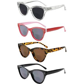 Eyekepper 4-packing Oversize Cat-eye Bifocal Reading Glasses Women Clear Lens +2.00