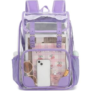 Fuyicat Clear Backpack Heavy Duty PVC Transparent Girls Kids School Backpacks Stadium Approved See Through College Bookbag for Women (Pink)