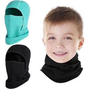 2 Pack Kids Balaclava Face Mask for Boy Girl, Winter Hat Ski Mask for Cold Weather, Windproof Face Warmer for Skiing Cycling
