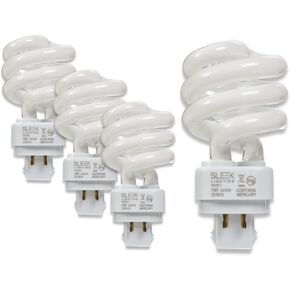 SLEEKLIGHTING 13 Watt T3 Spiral CFL 4 Pin G24Q-1 لمبة إضاءة أساسية 2700K 800lm - فلورسنت مدمج - ضوء أبيض دافئ 4 عبوات