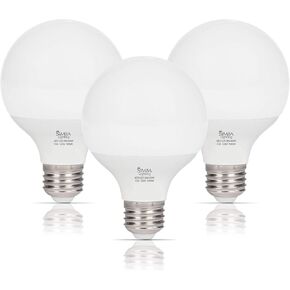 Simba Lighting LED Vanity Globe G25 (G80) Light Bulb for Bathroom, Makeup Mirror | Decorative White Frosted Cover, 8W, 60W Equivalent, 120V, Standard E26 Medium Base, Warm White 2700K, Pack of 3
