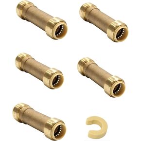 EFIELD Push Fit Slip/Repair 1/2 Inch Coupling with a Disconnect Clip, Brass 1/2"-1 Piece