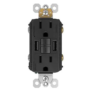 Legrand Radiant 1597TRUSBAAW 15 Amp GFCI Self Test Tamper Resistant Decorator Duplex Outlet with USB Type A, White (1 Count)