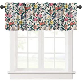 William Morris Kitchen Valance,Retro Flower Tree Small Window Treatments for Kitchen Living Room Bathroom Cafe Decor Rod Pocket Vintage Valances 54x18 Inch